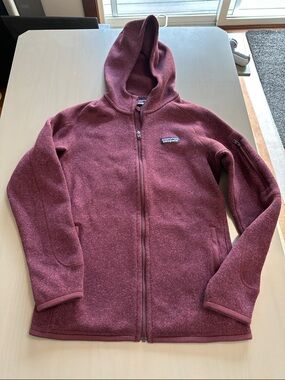 Patagonia Maroon Full-Zip Hooded Fleece Jacket